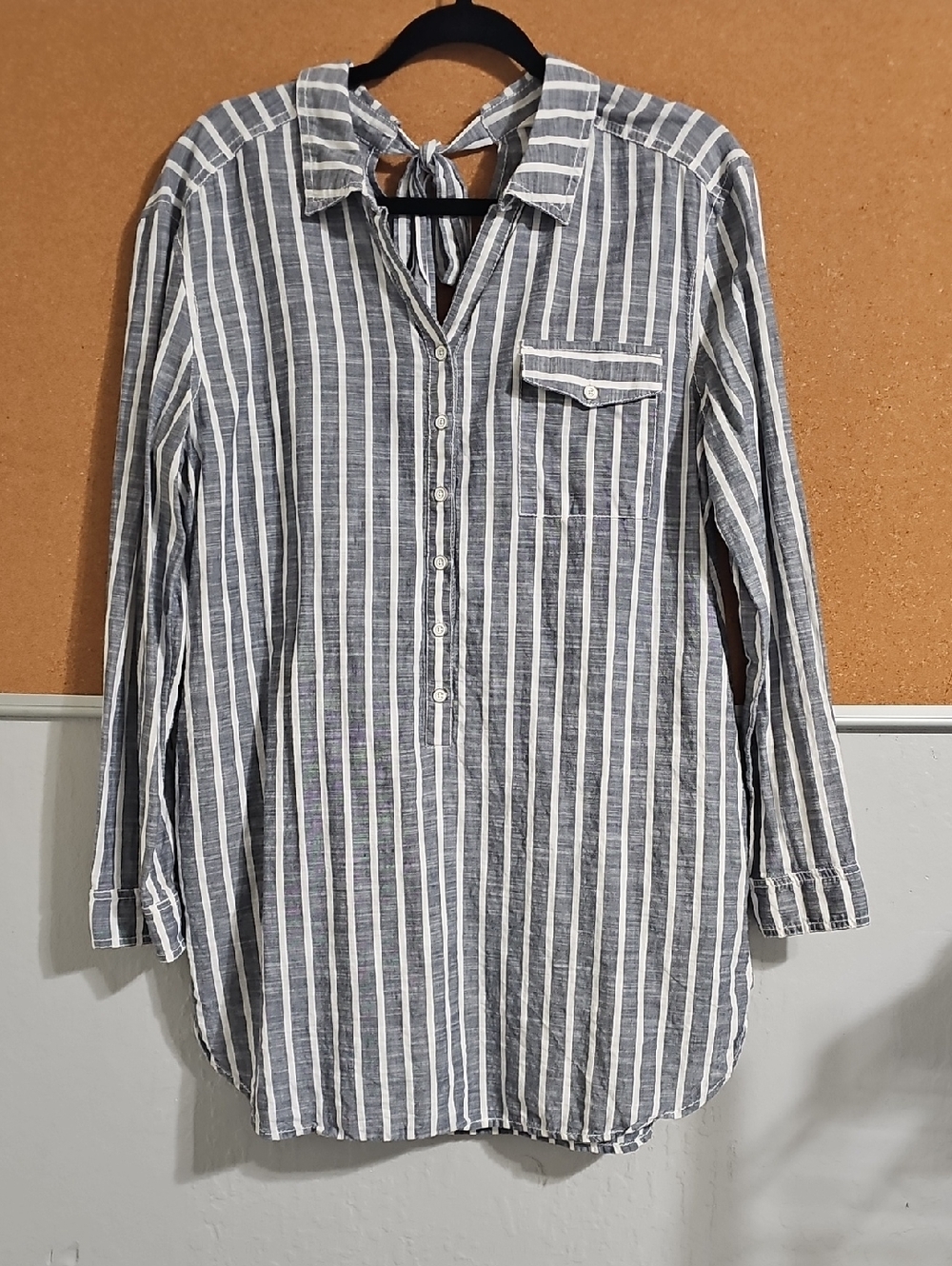Caslon Gray, Blue & White Striped Tunic Top
